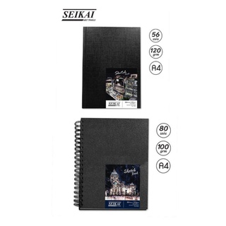 ขนาด A4 (21x29.7 ซม.) สมุดสเกตช์ ริมลวดปกแข็ง Seikai Sketch Book