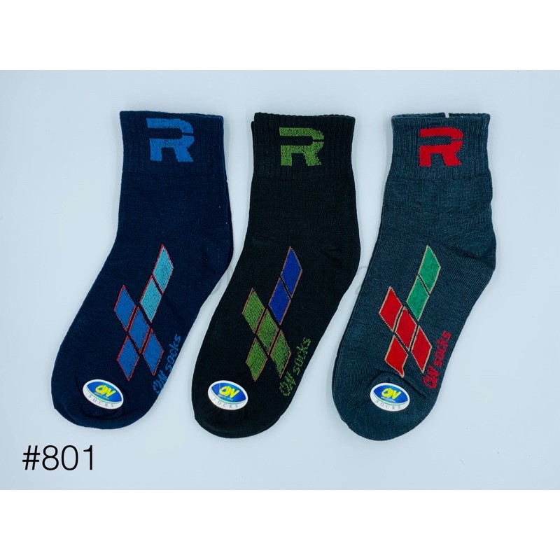 OW Socks ถุงเท้าข้อกลางสปอร์ต 801แพ็ค 12 คู่คละสี ราคา ถูกที่สุด ดีลบีเคเค แกลเลอรีภาพที่ 2