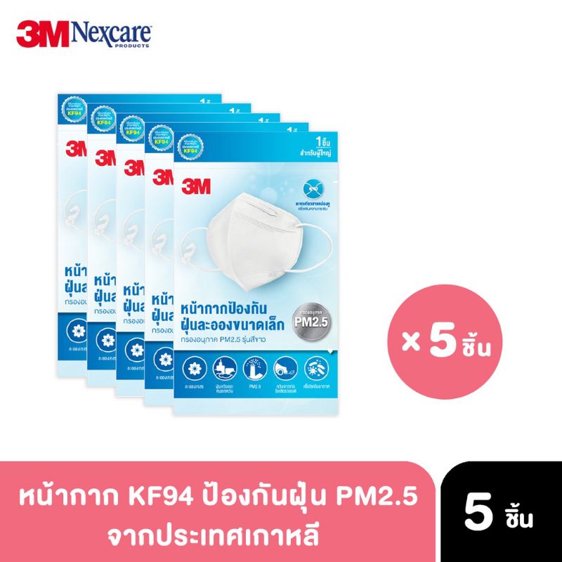 💥หน้ากากกรองอนุภาค 3M รุ่นใส่สบาย KF94 สีขาว