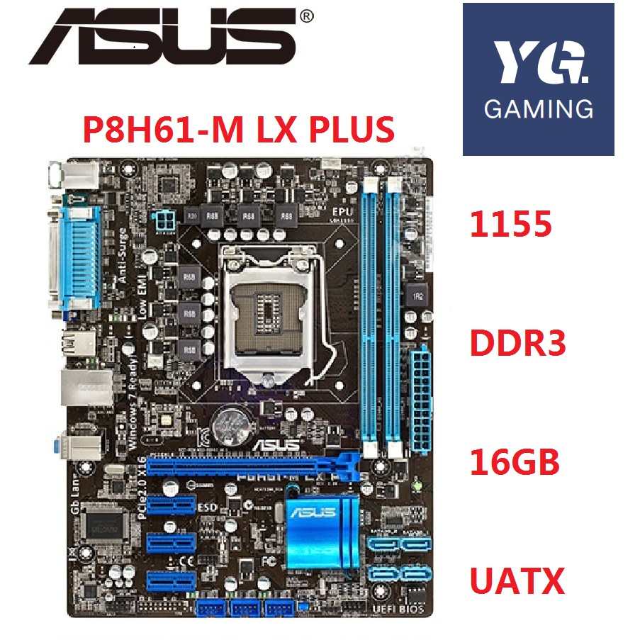 P8H61-M LX PLUS USB2.0 ซ็อกเก็ตพีซี LGA 1155 uATX DDR3 DVI 16GB เดสก์ท็อปใช้