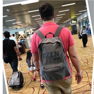 Namebag รุ่น backpack ผ้าแคนวาส หนังวัวแท้ 100%