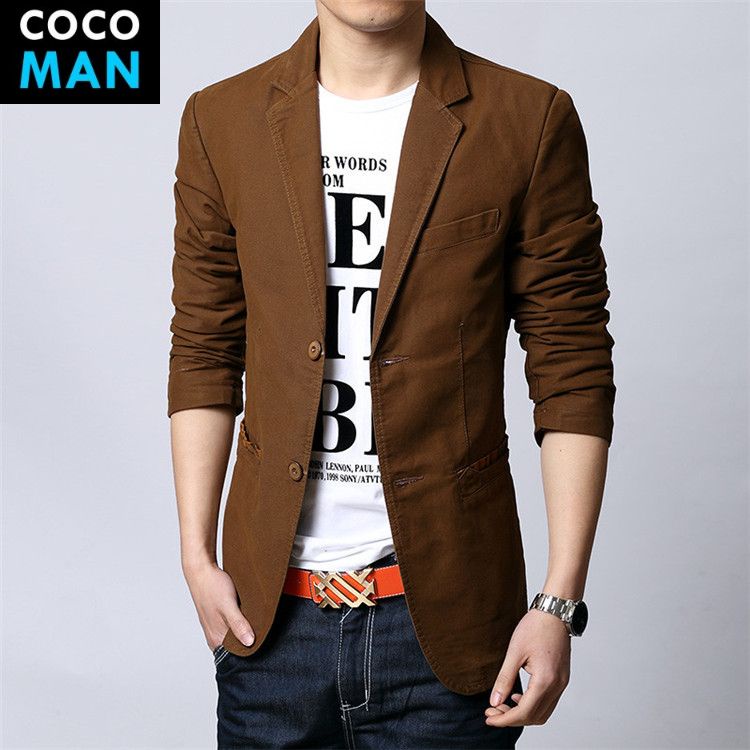 เสื้อสูทผู้ชาย สีน้ำตาลเข้ม กระดุม 2 เม็ด แต่งกระเป๋าข้าง สูททำลอง สูทใส่ทำงาน