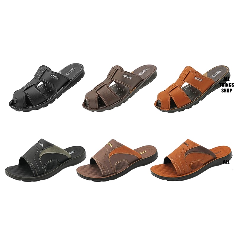 genuine ▪✴ADDA รองเท้าแตะผู้ชายแบบสวม รุ่น 73802 74202 [เบอร์39-43] สี ดำ ตาล