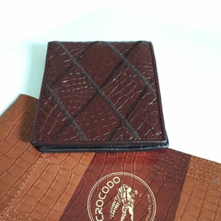 crocodile zig scrap  brown maroon walletกระเป๋าสตางค์หนังจระเข้แท้ จากฟาร์มcites