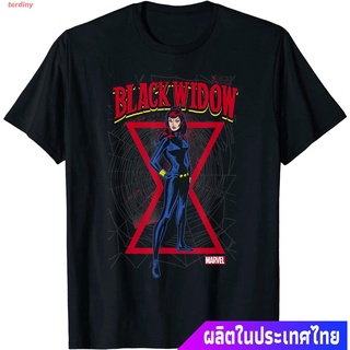 เสื้อยืดทุกวันdailyเสื้อยืดยอดนิยม Marvel Black Widow Clic Retro Comic Stance T-Shirt T-Shirt Short sleeve T-shirtsSto5X