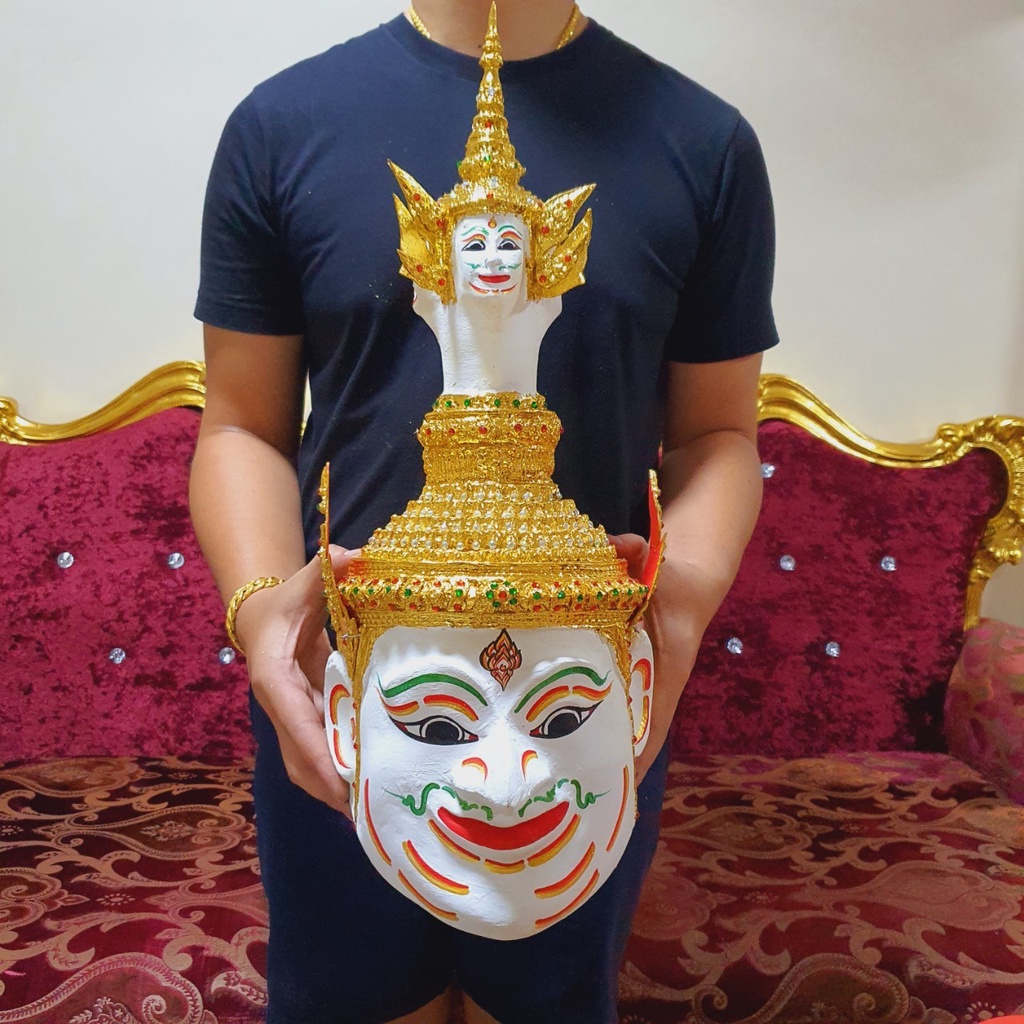 เศียรครู  ท้าวมหาพรหม พระพรหม ขนาดครอบหัวได้ งานเรซิ่นปิดทองประดับเพชร รับฟรี!!ขาตั้งเศียรครู ปลุกเสกแล้ว