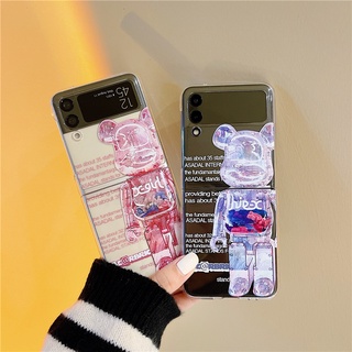 ใหม่ เคสโทรศัพท์มือถือ PC แข็ง แบบใส กันกระแทก มีป็อบซ็อกเก็ต สําหรับ Samsung Galaxy Z Flip 4 5G Z Flip 3