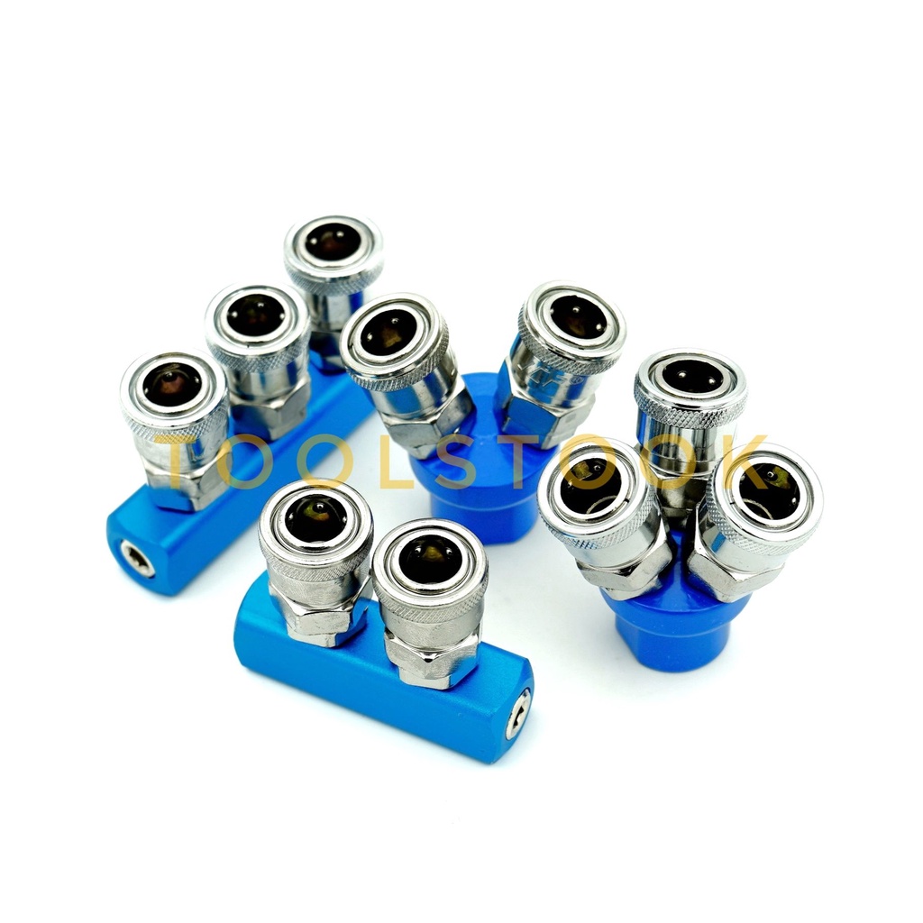 คอปเปอร์ลม ค็อปเปอร์ 2ทาง 3ทาง ข้อต่อสวมเร็ว แยก2ทาง และ 3ทาง ขนาด 1/4"(2หุน) ใช้กับ งานลม ปั๊มลม
