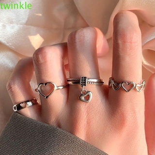 Twinkle1 แหวนโลหะรูปหัวใจเครื่องประดับสตรีสไตล์เกาหลี