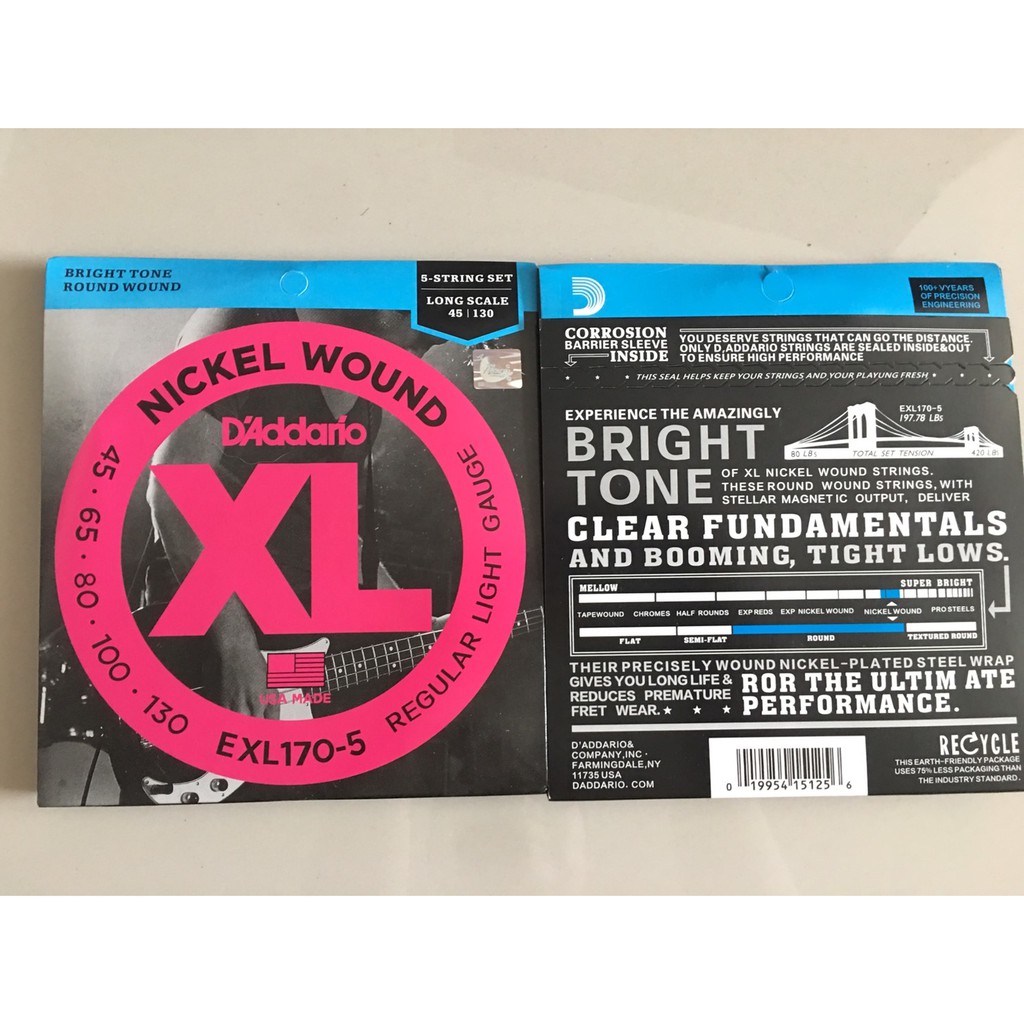 D'addario สายเบส 5 สาย รุ่น EXL-170-5