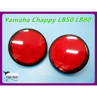 YAMAHA CHAPPY​ LB50​ LB80​ CIRCLE "RED" REFLECTOR SET PAIR  // ทับทิมสะท้อนแสง ทรงกลม  สีแดง  (2ชิ้น)