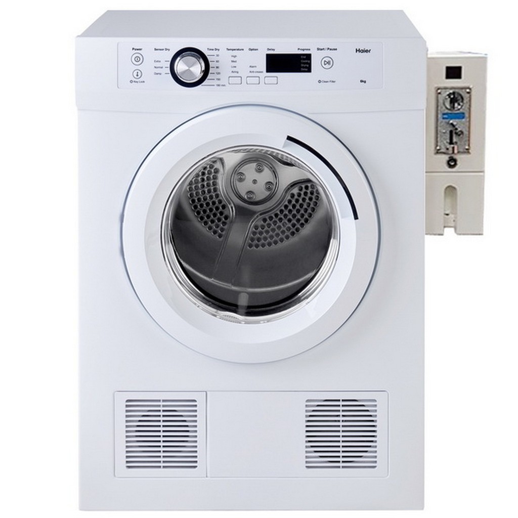 อบผ้าฝาหน้าไฮเออร์ติดกล่องหยอดเหรียญ7kg HDV70E1 มีประกันกล่อง1ปี อบผ้าทั่วไปเสื้อกางเกง