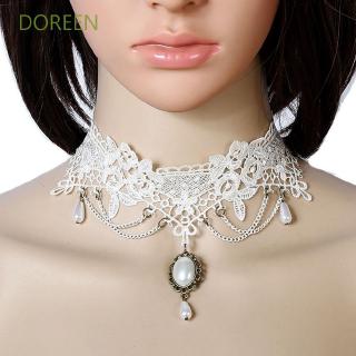 สร้อยคอผู้หญิงแบบสั้นผ้าลูกไม้สีขาวสําหรับคู่แต่งงาน