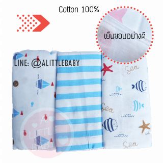 ผ้าอ้อมผ้าสาลู cotton 100%  27 นิ้ว เกรดAAA+ แพ็ค 12 ผืน คละสี (ลายทะเล)