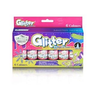 Masterart Glitter Temtera Paint สีกากเพชร สีกลิตเตอร์มาสเตอร์ซีรี่ย์ 30 ml. (6 สี)