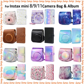 【สําหรับ Mini 11/9/8/8+】กระเป๋าเคสกล้อง + อัลบั้มกระเป๋า 96 ช่อง สําหรับกล้อง Fujifilm Instax Mini 8/9/11