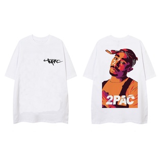 2PAC TUPAC วัฒนธรรมการออกแบบสไตล์ถนนผ้าฝ้ายเสื้อผ้าหลวม tshirt สําหรับผู้ชายเสื้อทีขนาดใหญ่ CPX