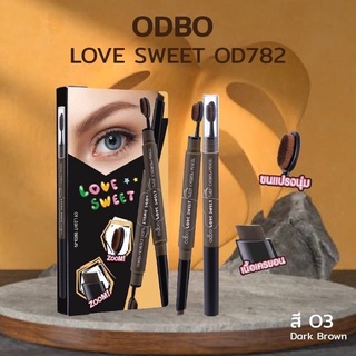 Odbo Love Sweet Twist Eyebrow Pencil #Od782 ดินสอเขียนคิ้วแบบออโต้ เนื้อเครยอน  มาพร้อมแปรงปัดทรงรักบี้