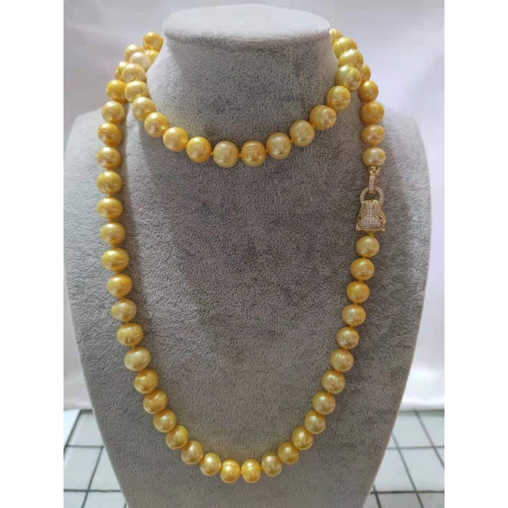 Baroque 14K สร้อยคอไข่มุกสีเหลืองทอง 36 นิ้ว