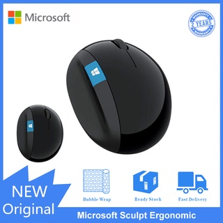 เมาส์ไร้สาย Microsoft Sculpt ออกแบบตามสรีรศาสตร์ สะดวกสบาย เทคโนโลยีเงา สีฟ้า