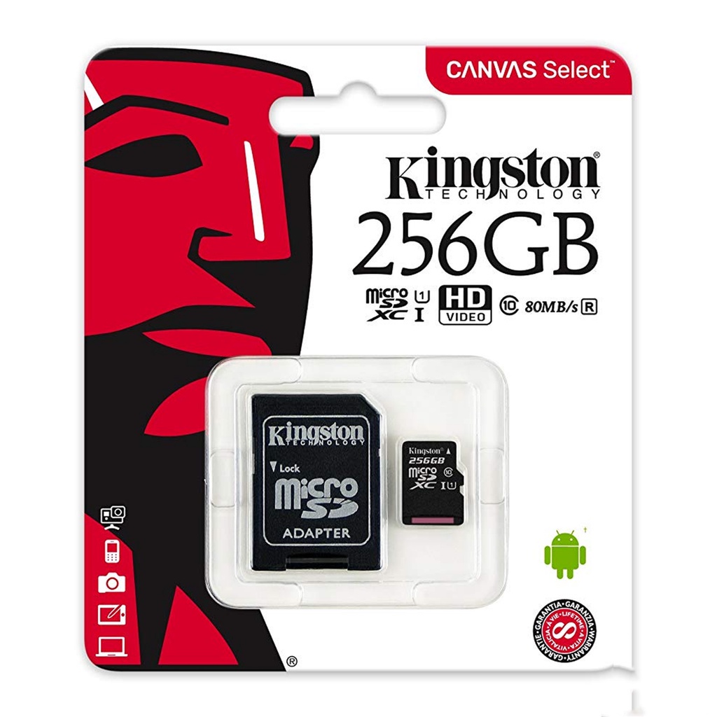 Kingston Sd Card 256GB หน่วยความจํา Micro Sdxc 80mb/s