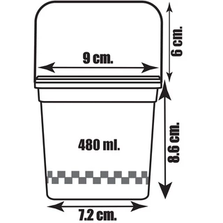 (แพ็ค 20 ชิ้น) ถังน้ำดื่มทรงสี่เหลี่ยม (480 ml.) + ฝาปิด + หู