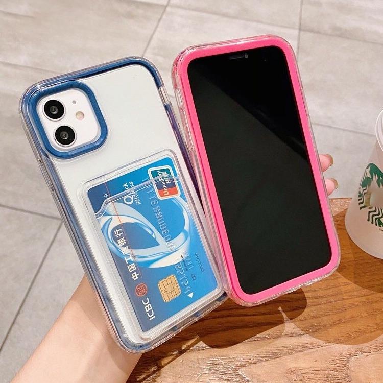 3 in 1 ซิลิโคนใสพร้อมเคสใส่การ์ดสําหรับ 11 / Case 11 Pro / Case 11 Pro Max / Case Xr / Case X / Case