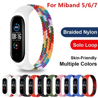 สายนาฬิกาข้อมือ สายไนล่อนถัก สําหรับ Xiaomi Mi Band 7 6 5 Miband 7