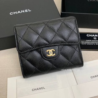 กระเป๋าสตางค์ cn caviar wallet สีดำ ใบสั้น งาน Hi-end
