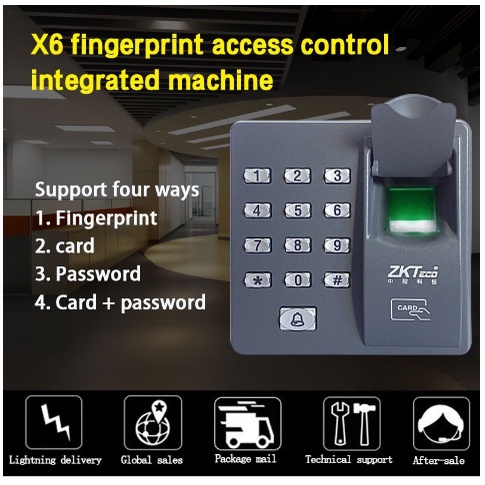 ZkTeco X6 เครื่องสแกนนิ้วและทาบบัตรเปิดประตูด้วยคีย์การ์ดหรือบัตร MiFare Access Control รับประกัน 1 