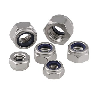 น็อตล็อคกันคลาย (น็อตเบอร์ 13) M8x1.25. สแตนเลส, Nylon Lock Nuts 304 Stainless Steel M8 mm. Pitch 1.25 mm.