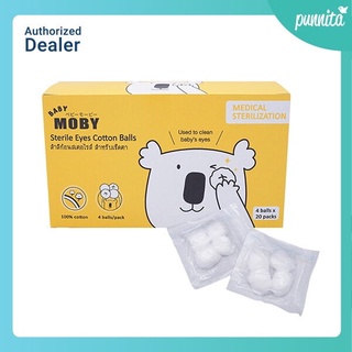 Baby Moby สำลีก้อนเช็ดตาสเตอไรส์ แบบซอง จำนวน 4 ก้อน x 20 ซอง