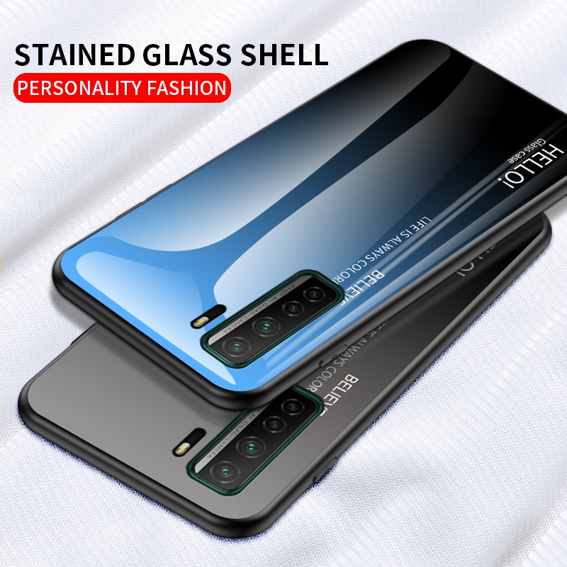 Huawei Nova 7 SE Nova7 se Nova7se เคสกระจก Tempered Glass Phone เคส Soft TPU Edge Protection Hard Case Back Cover