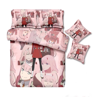 Darling in the FRANXX ชุดเครื่องนอน ผ้าปูที่นอน ปลอกหมอน ลายราชินีคู่ 02 ZERO TWO สะดวกสบาย สําหรับห้องนอน