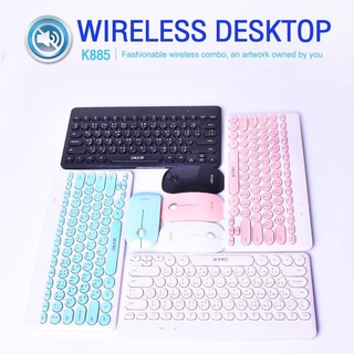 Oker keybord mouse+ wireless ชุดคีบอทร์+เม้าไร้สาย usb wireless เม้าส์ไร้เสียง รุ่นk885