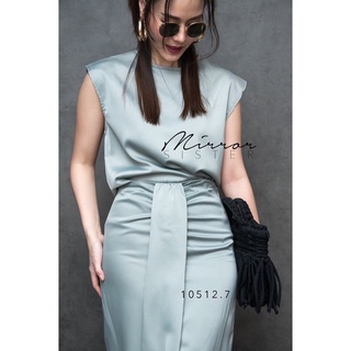 MiKKis SET”  เซ็ทเสื้อ&amp;กระโปรงเนื้อผ้าซิลค์ซาตินพรีเมี่ยม ช่วงบนเป็นเสื้อแขนกุดทรงเบสิค