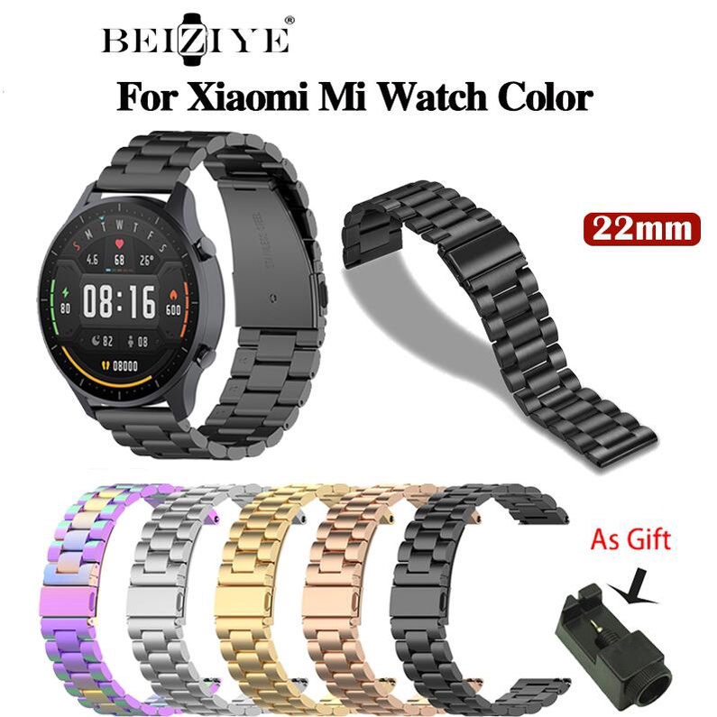 22 มม. สายนาฬิกาข้อมือสแตนเลส Xiomi Mi Watch Color สายนาฬิกา For Xiaomi Mi Watch Color Metal Strap