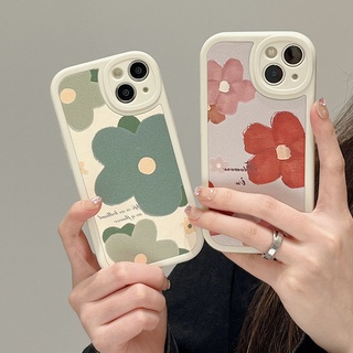 Huawei Y9S Y9 Prime 2019 Nova 5T 7 6 SE 4E Mate 40 30 P40 P30 Pro Lite 5G ins retro Green Red Flower Silicone Shockproof Full Oval Camera protection Soft Phone Case Back Cover DY 41