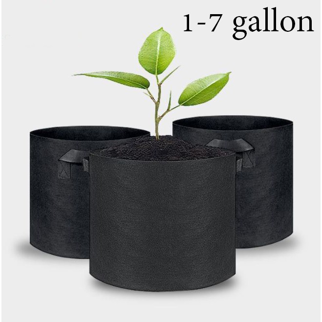 กระถางผ้า ถุงผ้า ปลูกต้นไม้ (FABRIC POT) ระบายอากาศ ขนาด 1/3/5/7 gallon 1gallonไม่มีหู