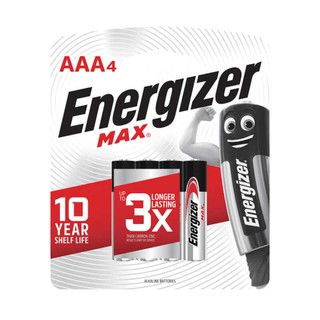 ENERGIZERถ่าน Energizer Alkaline Max E92 ขนาด AAA จำนวน 4 ชิ้น/แพ็ค ENERGIZER Energizer battery Alkaline Max E92, size A