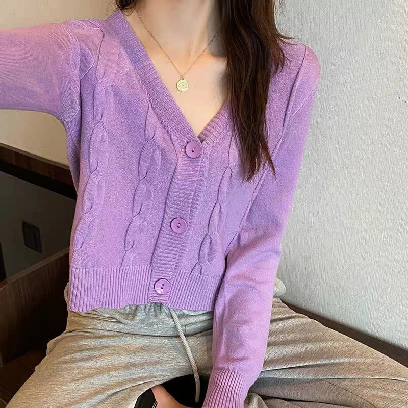 Cicishop C448 เสื้อคาดิแกนแขนยาวลายูน thumbnail 6