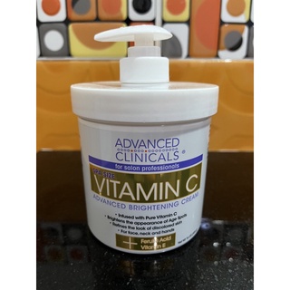 พร้อมส่ง Advanced Clinicals, Vitamin C, Advanced Brightening Cream, 16 oz (454 g)