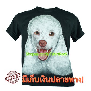 เสื้อลาย หน้าสุนัข พุดเดิ้ล poodle dog เต็มหน้า เสื้อยืด สกรีนหน้าหลัง ไซร์ยุโรป