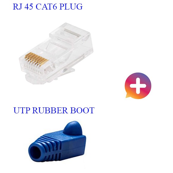 ปลั๊ก RJ Cat6 + บูทยาง Utp