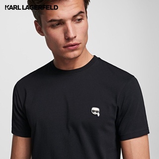 เสื้อยืดผ้าฝ้ายพิมพ์ลายขายดี สตรีทแฟชั่น Karl Lagerfeld K/IKONIK PATCH T-SHIRT เสื้อยืดผู้ชาย แฟชั่น