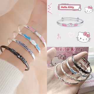 สร้อยข้อมือเงิน 925 จี้รูปแมว Hello Kitty น่ารัก ปรับได้ เครื่องประดับ แฟชั่นคู่รัก สําหรับผู้หญิง