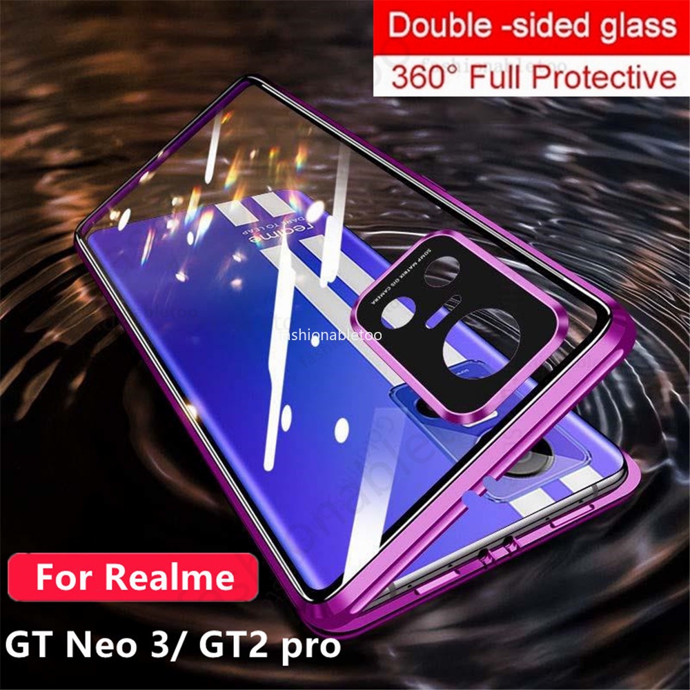 เคสโทรศัพท์มือถือกระจกนิรภัย แบบแข็ง สองด้าน ป้องกันเลนส์กล้อง กันกระแทก สําหรับ Realme GT Neo3T Neo 3 GT2 pro GT 2 pro Gt2pro Neo2 GT Master RealmeGT