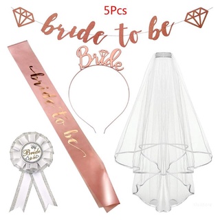 Xixi 5 Pieces Rose Gold Pink Bachelorette Party Decorations Kit Bride to Be Etiquette