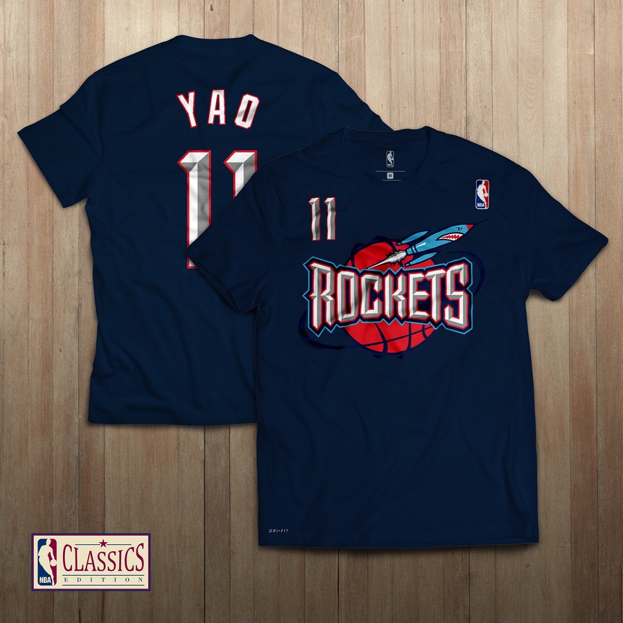 NBA CLASSIC HOUSTON ROCKETS 11 YAO MING TSHIRT / เสื้อบาสเก็ตบอลสําหรับผู้ชายและผู้หญิง