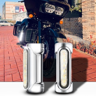 1pair Motorcycle side light on Crash Bar Turning light DRL Driving Light White turn Amber LED Lamp on Bumper